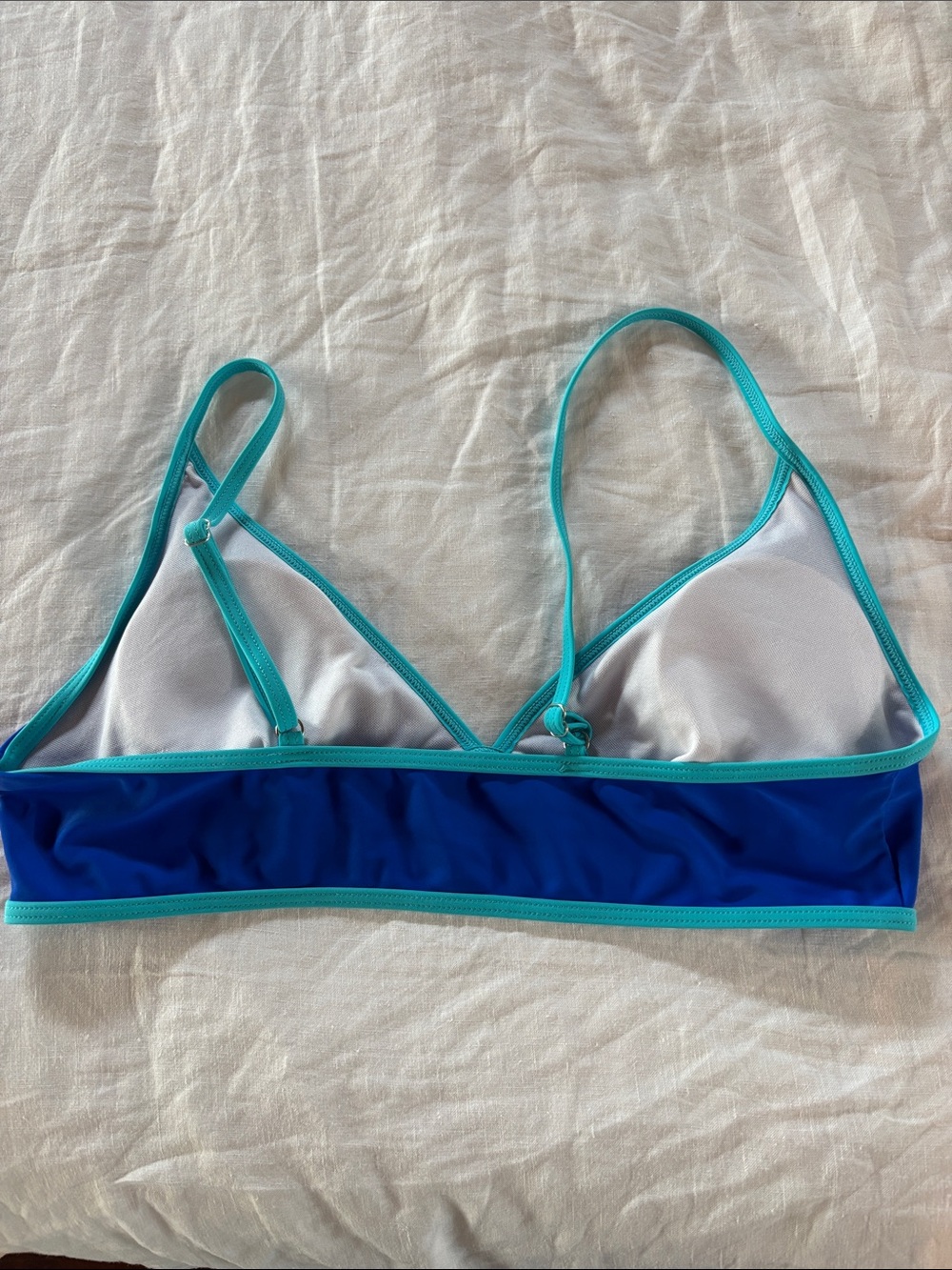 Blue Triangle Swimsuit with Aqua Trim - Picture 2 of 3